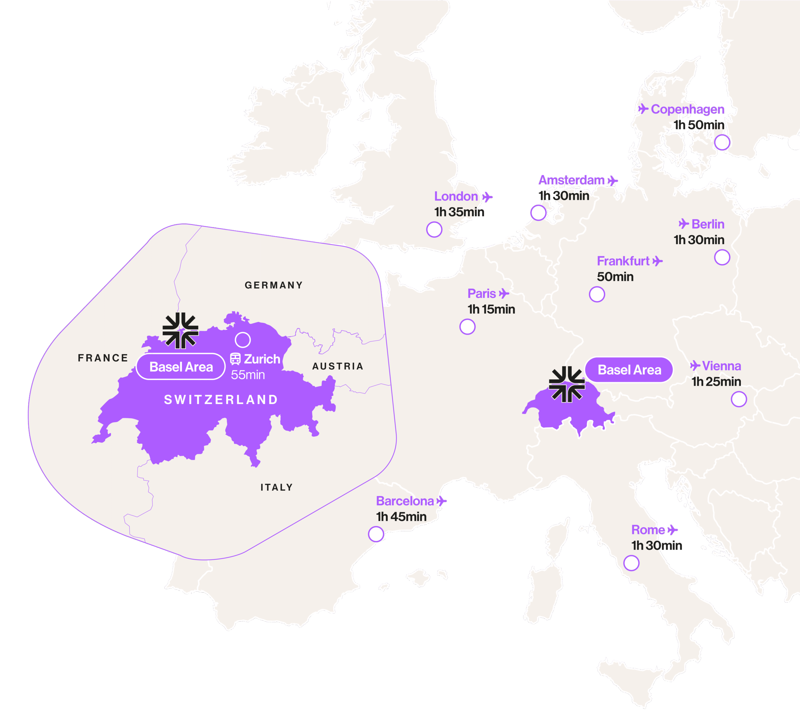 Basel Area location in Europe, map