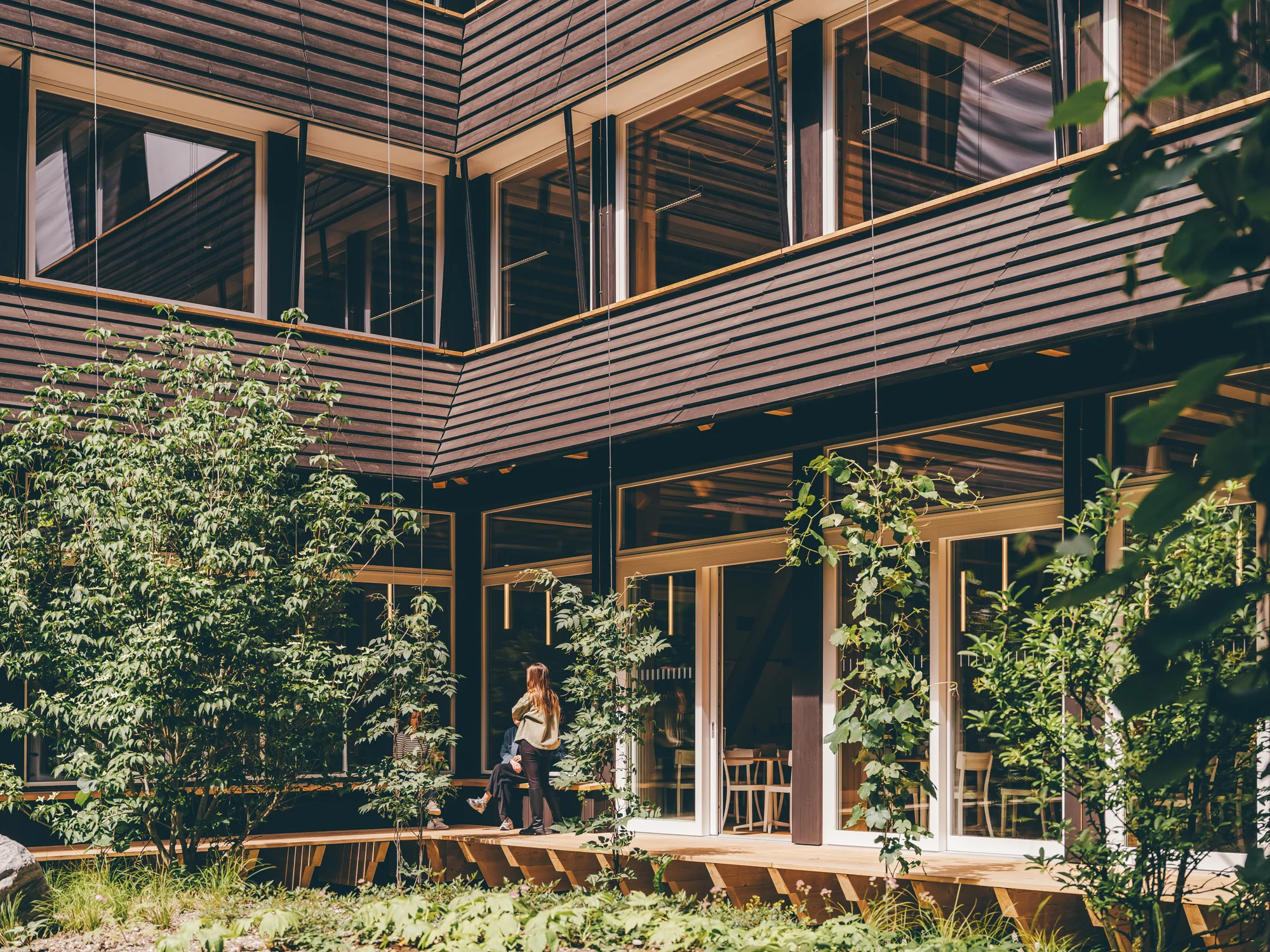 Courtyard of the Hortus building in the Innovation distric. Switzerland's more sustainable office building